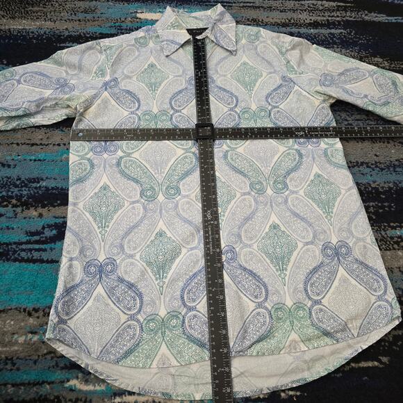 Men's J. Ferrar Floral Paisley Print Long Sleeve Button Down Dress Shirt Size M - Picture 4 of 9